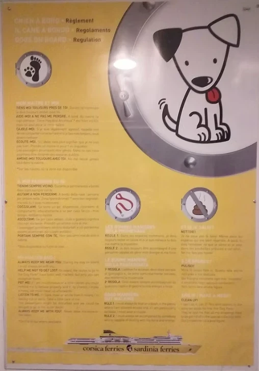 Corsica Ferries regulations regarding dogs
